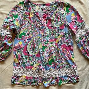 Crown and Ivy colorful tunic top with eyelet